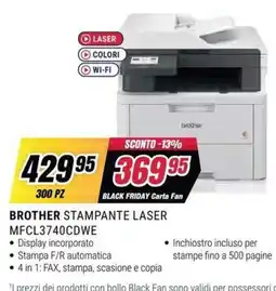 Trony Brother stampante laser MFCL3740CDWE offerta