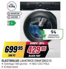 Trony Electrolux lavatrice EW6FZBG215 offerta