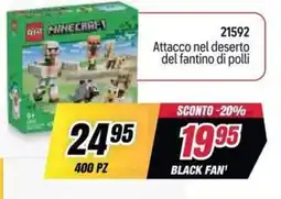 Trony LEGO Minecraft Attacco nel deserto del fantino di polli offerta