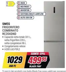 Trony SMEG frigorifero combinato RC20XDND offerta