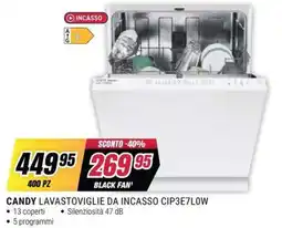 Trony Candy lavastoviglie da incasso CIP3E7L0W offerta