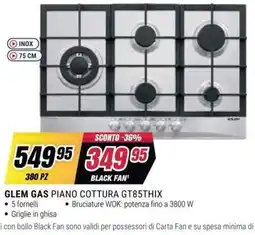 Trony Glem gas piano cottura gt85thix offerta