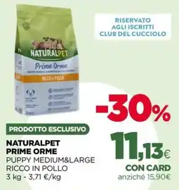 L´Isola dei Tesori Naturalpet Prime Orme Puppy Medium&Large Ricco in Pollo offerta