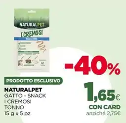 L´Isola dei Tesori Naturalpet Gatto - Snack I Cremosi Tonno offerta