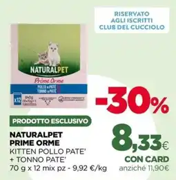 L´Isola dei Tesori Naturalpet Prime Orme Kitten Pollo Pate' + Tonno Pate' offerta