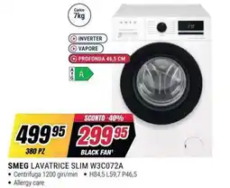 Trony SMEG lavatrice slim W3C072A offerta