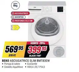Trony Beko asciugatrice slim bmt83ew offerta