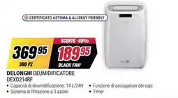 Trony Delonghi deumidificatore offerta