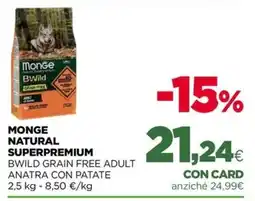 L´Isola dei Tesori Monge Natural Superpremium BWild Grain Free Adult Anatra con Patate offerta