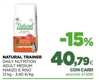 Natural Trainer Daily Nutrition Adult Medium Manzo e Riso