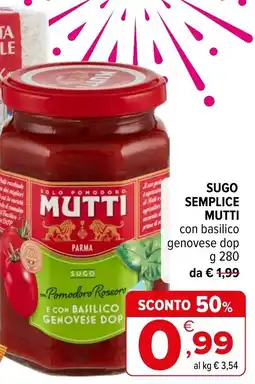 Iperal Sugo semplice Mutti con basilico genovese dop offerta