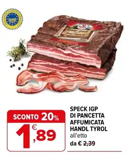 Iperal Speck IGP di pancetta affumicata Handl Tyrol offerta