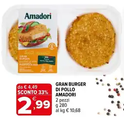 Iperal Gran burger di pollo Amadori offerta