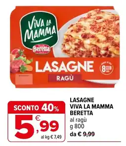 Iperal Lasagne Viva la Mamma Beretta al ragù offerta