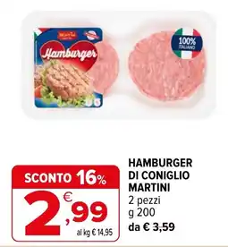 Iperal Hamburger di coniglio Martini offerta