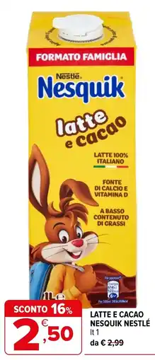 Iperal Latte e cacao Nesquik Nestlé offerta