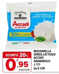 Iperal Mozzarella senza lattosio Accadì Granarolo offerta