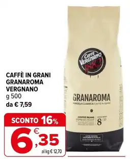 Iperal Caffè in grani Granaroma Vergnano offerta