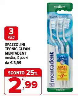 Iperal Spazzolini tecnic clean mentadent medio offerta