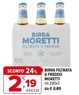 Iperal Birra filtrata a freddo Moretti offerta