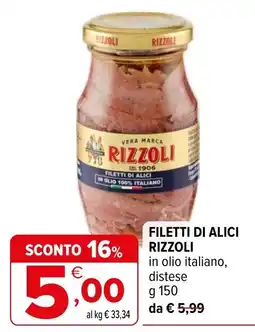Iperal Filetti di alici Rizzoli offerta