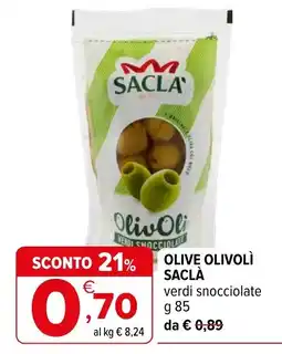 Iperal Olive olivoli saclà verdi snocciolate offerta