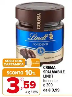 Iperal Crema spalmabile Lindt fondente offerta