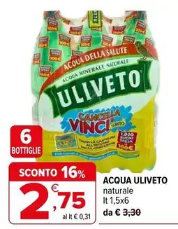 Iperal Acqua Uliveto naturale offerta