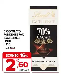 Iperal Cioccolato fondente 70% excellence Lindt offerta