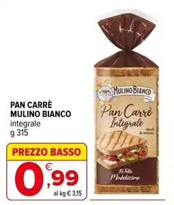 Iperal Pan Carrè integrale Mulino Bianco offerta