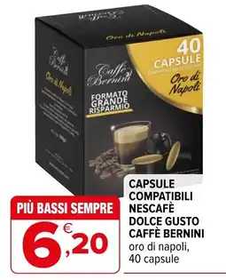 Iperal Capsule compatibili Nescafé Dolce Gusto Caffè Bernini oro di napoli offerta