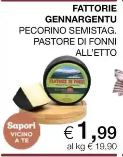 Coop FATTORIE GENNARGENTU PECORINO SEMISTAG. PASTORE DI FONNI ALL’ETTO offerta