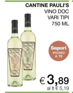 Coop CANTINE PAULI'S VINO DOC offerta