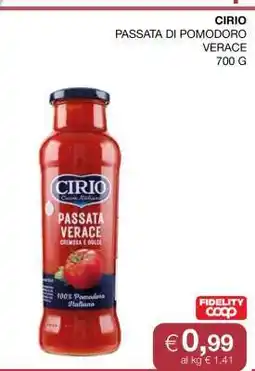 Coop CIRIO PASSATA DI POMODORO VERACE offerta