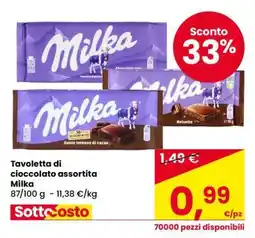 Eurospar Tavoletta di cioccolato assortita Milka offerta