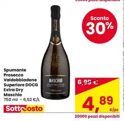 Eurospar Spumante Prosecco Valdobbiadene Superiore DOCG Extra Dry Maschio offerta