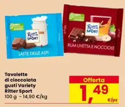 Eurospar Tavolette di cioccolata gusti Variety Ritter Sport offerta