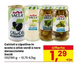 Eurospar Cetrioli o cipolline in aceto o olive verdi o nere denocciolate offerta