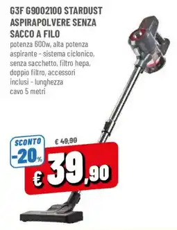 DPiù G3F G9002100 Stardust Aspirapolvere Senza Sacco A Filo offerta