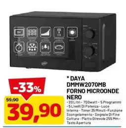 DPiù Daya forno microonde nero offerta