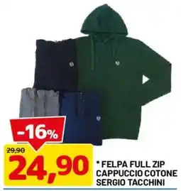 DPiù Felpa full zip cappuccio cotone Sergio Tacchini offerta
