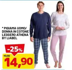 DPiù Pigiama uomo/donna in cotone leggero Athena by Liabel offerta