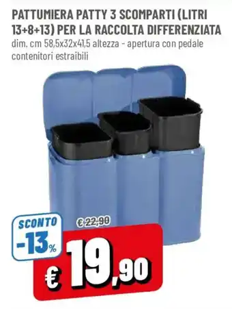 Pattumiera patty 3 scomparti
