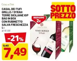 DPiù Casal dei Tufi Vino Rosso Syrah offerta