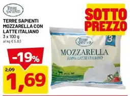 DPiù Mozzarella con latte italiano Terre Sapienti offerta