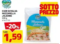 DPiù Cuor di Malga Mozzarella Julienne offerta