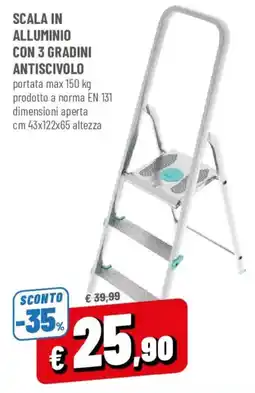 DPiù Scala in alluminio con 3 gradini antiscivolo offerta
