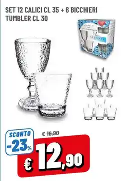 DPiù Set 12 calici + 6 bicchieri tumbler offerta