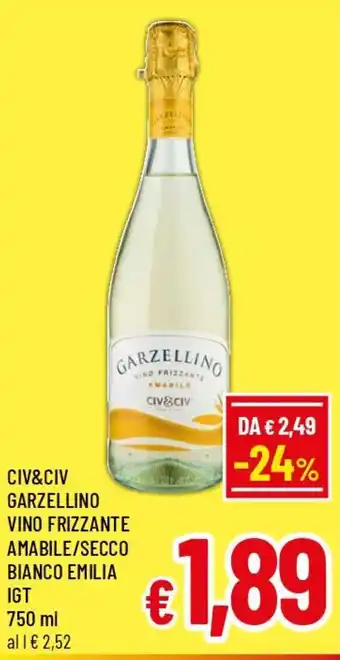Garzellino vino frizzante amabile/secco bianco emilia