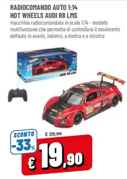 DPiù Radiocomando auto 1:14 Hot Wheels Audi R8 LMS offerta